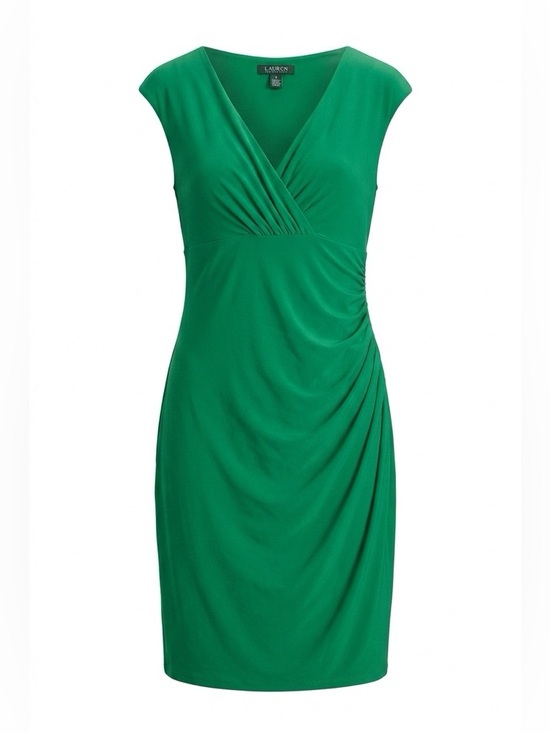 Ralph Lauren Dresses & Skirts - Lauren Ralph Lauren Emerald Ruched Faux Wrap Midi Dress EUC Size 18